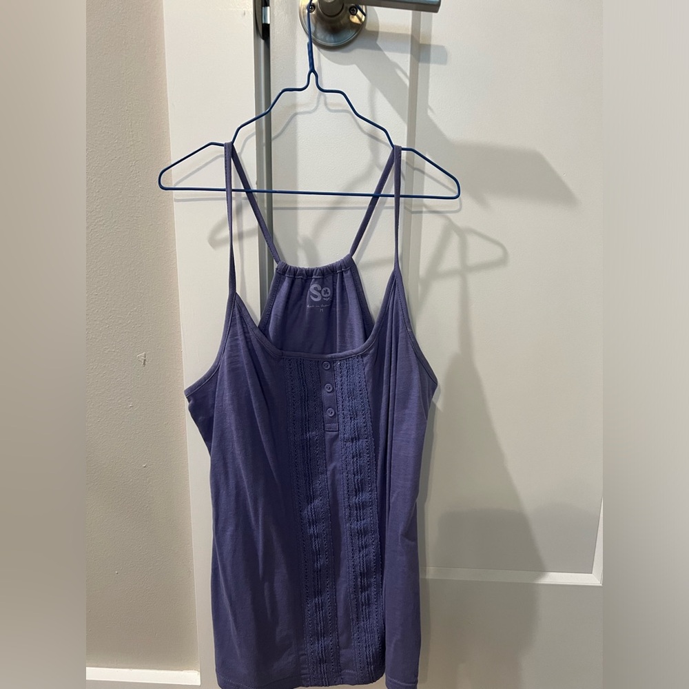 SO Brand Light Purple Spaghetti Strap Tank with Lace Front